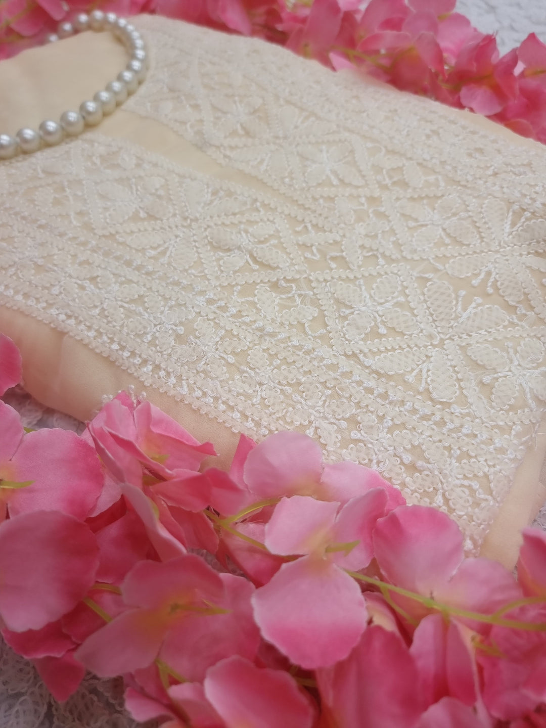 Lucknowi Georgette Chikankari Dress Material – Hand Embroidery Kurta, Bottom & Dupatta | Festive Queen Shades