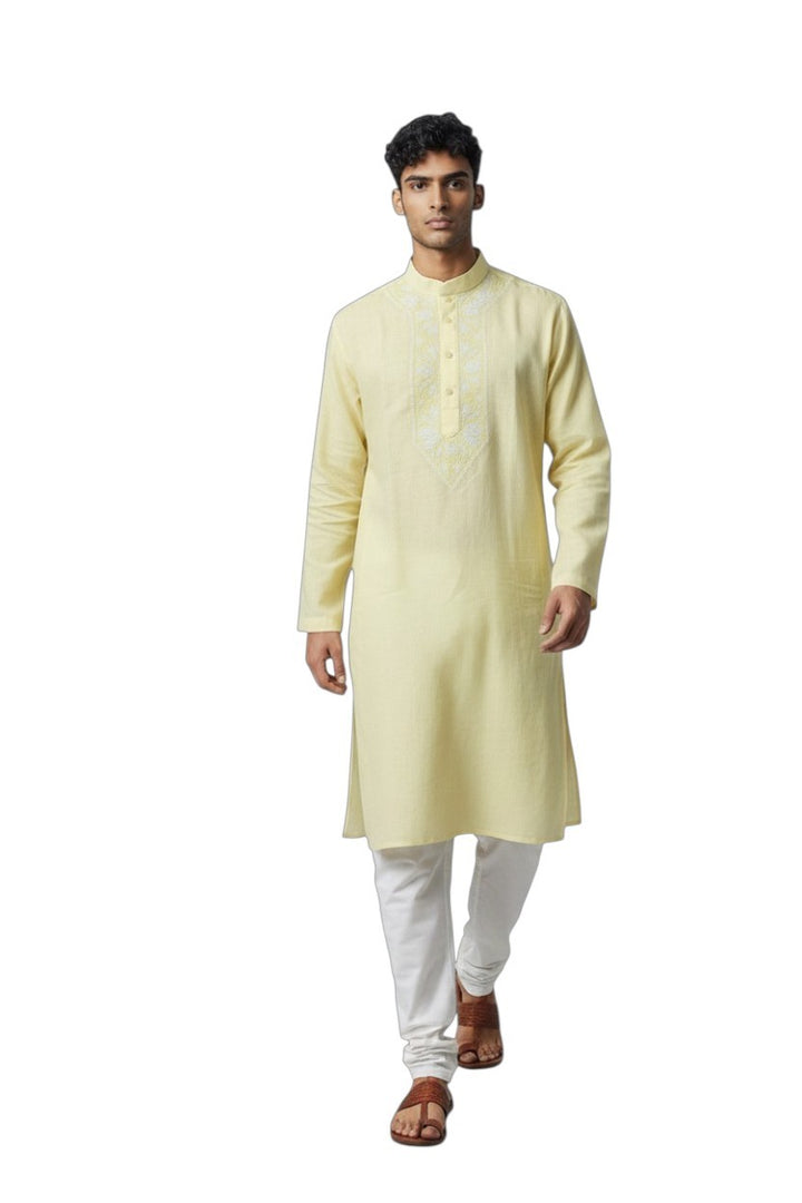 Mahir Cotton linen hand embroidered Men's chikankari kurta