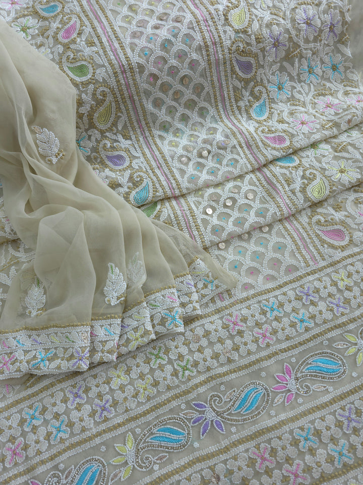 Fida Georgette Chikankari Dress Material Resham Aari pearl Work