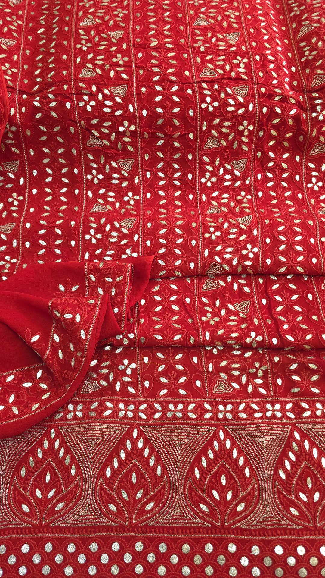 Pure Georgette Viscose Chikankari Dress Material with Gotta Patti & Resham Badla Hand Embroidery