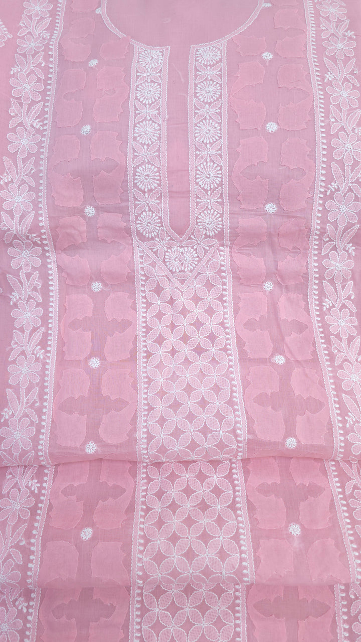 Darz Lucknowi Chikankari  Dress Material – Handmade Cotton Suit with Chiffon Dupatta