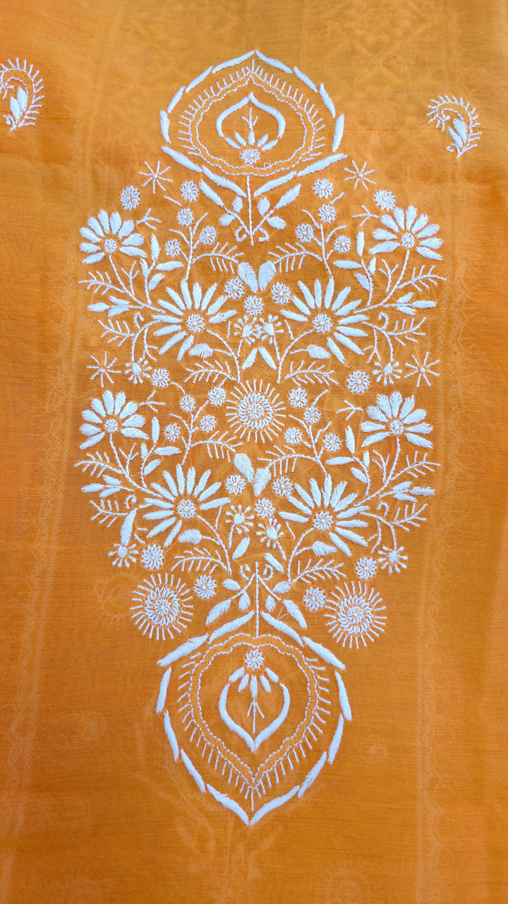 Lucknowi 2 Taar Chikankari Chanderi Kurta Dupatta Set – Handmade Festive Wear