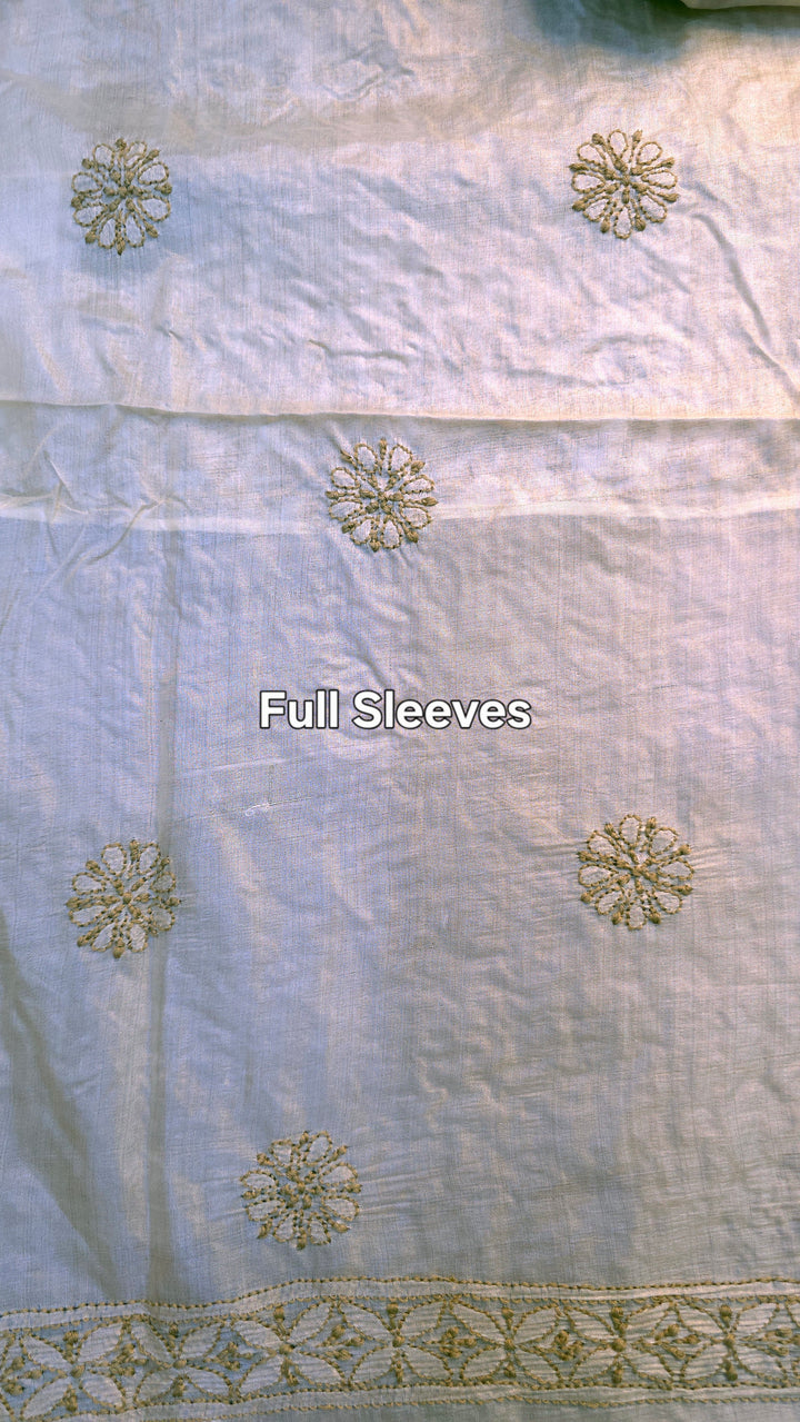 Pure Paper Silk Chikankari Fabric | Full Jaal Hand Embroidery Kurta Fabric for Women