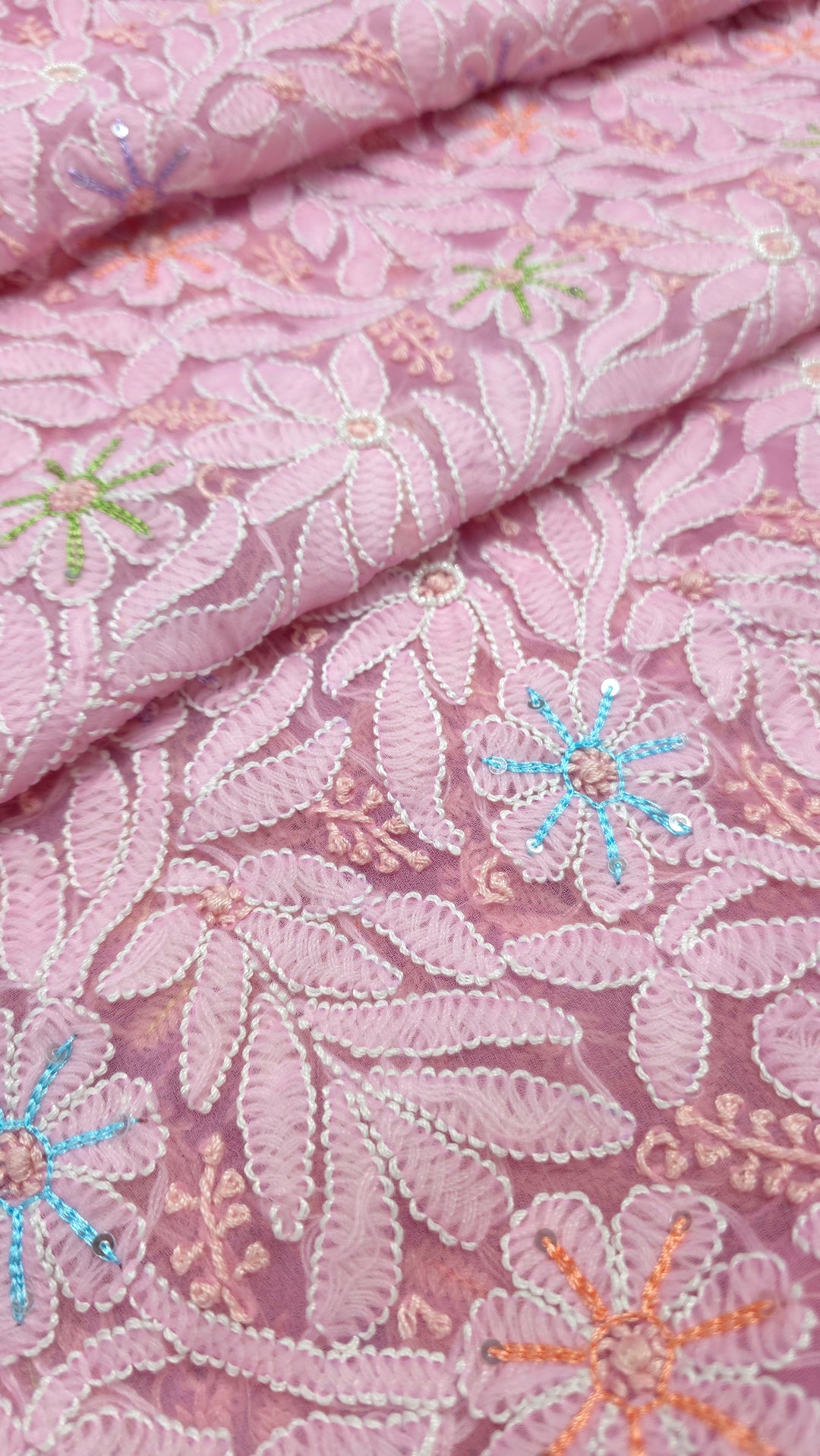 Georgette Chikankari Dress Material Resham Aari pearl Work