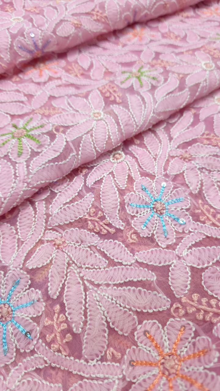 Georgette Chikankari Dress Material Resham Aari pearl Work