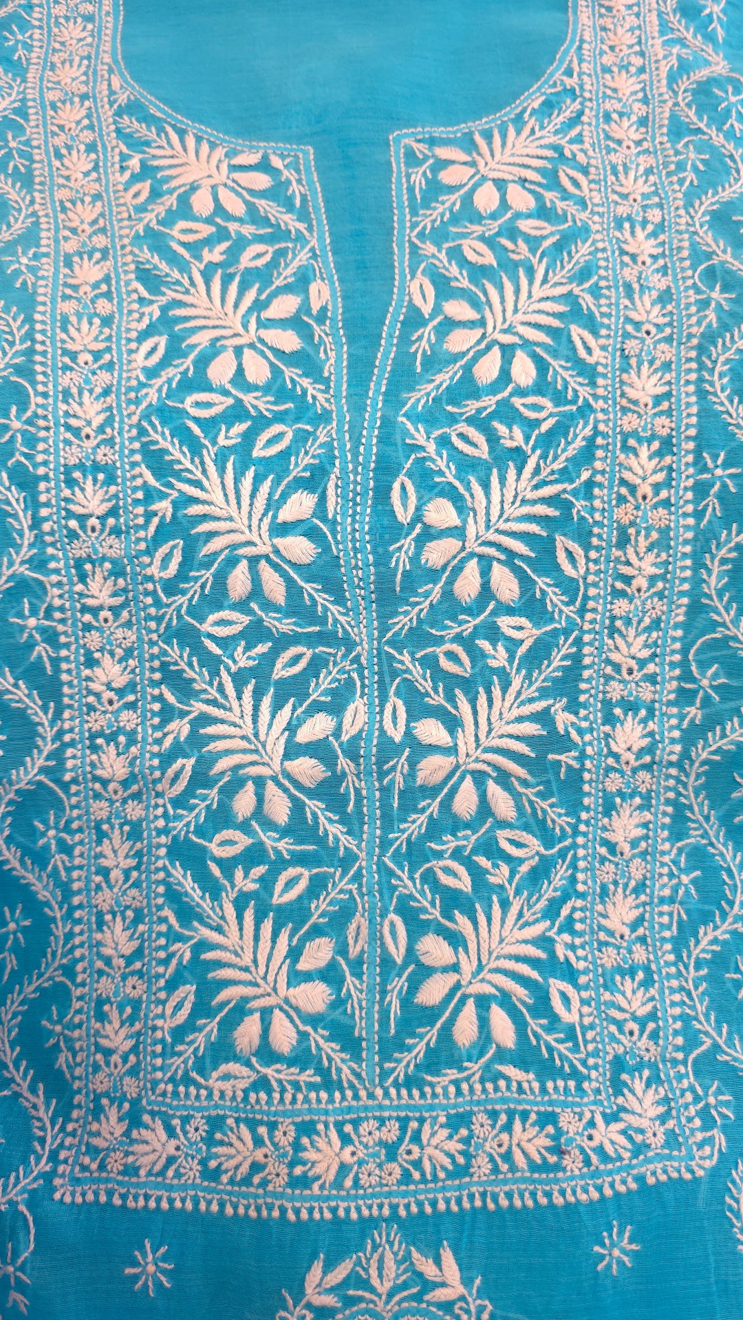Lucknowi 2 Taar Chikankari Chanderi Kurta Dupatta Set – Handmade Festive Wear