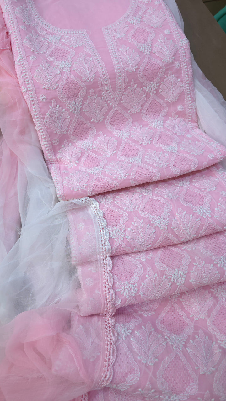 Tareef Lucknow Hand Jaali Chikankari Cotton Dress Material