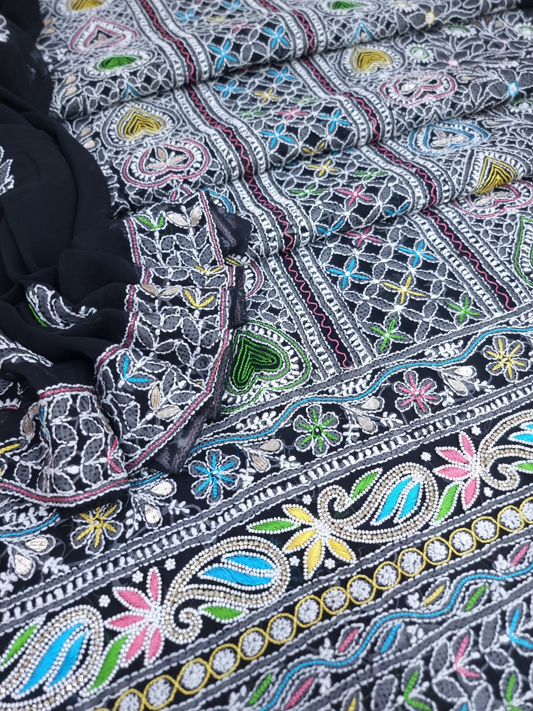 Georgette Chikankari Dress Material Resham Aari Work