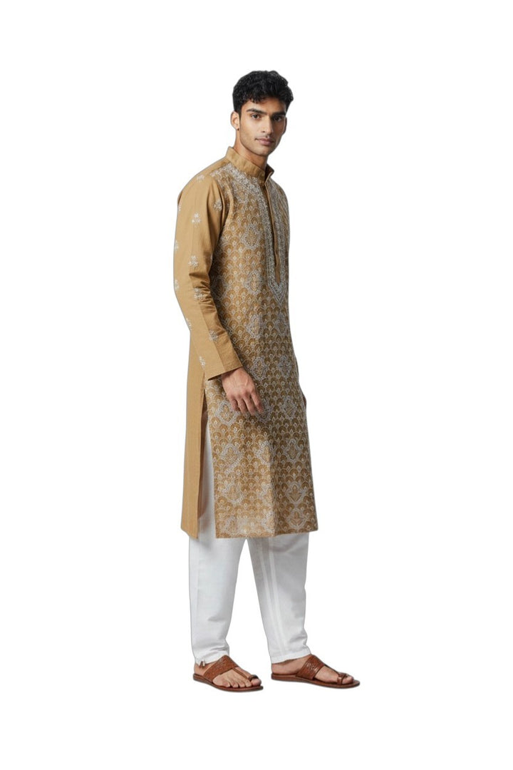 Shaan Cotton full hand embroidered Men's chikankari kurta
