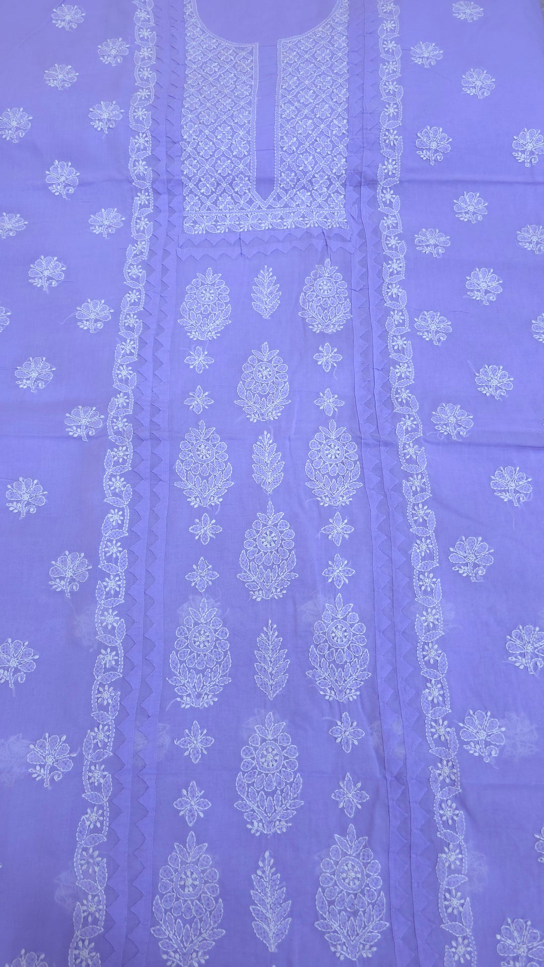 Darz Lucknowi Chikankari  Dress Material – Handmade Cotton Suit with Chiffon Dupatta