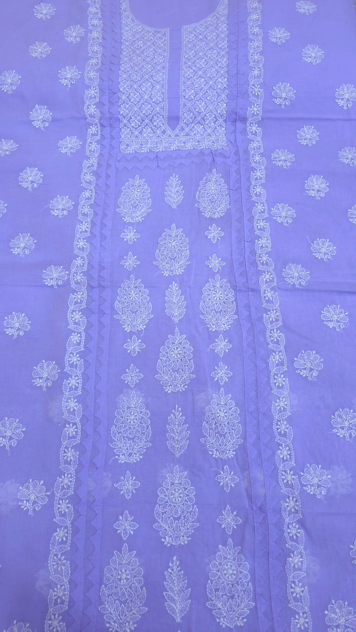 Darz Lucknowi Chikankari  Dress Material – Handmade Cotton Suit with Chiffon Dupatta