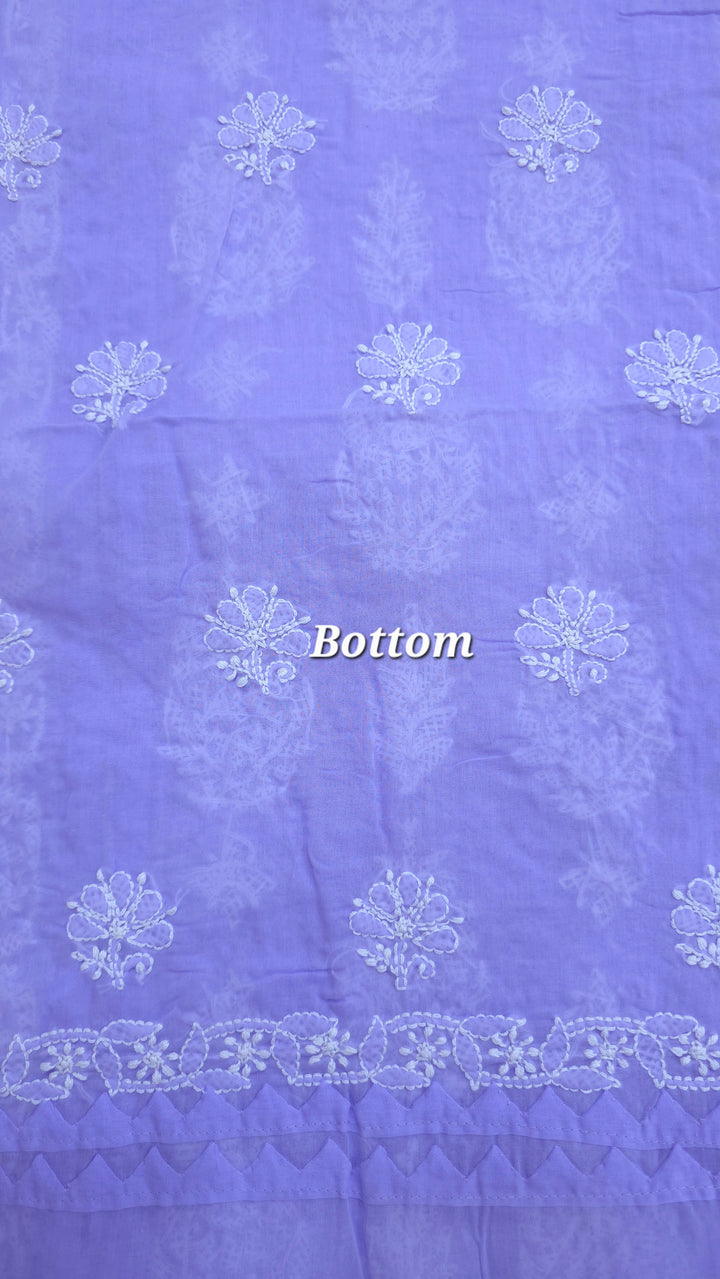Darz Lucknowi Chikankari  Dress Material – Handmade Cotton Suit with Chiffon Dupatta