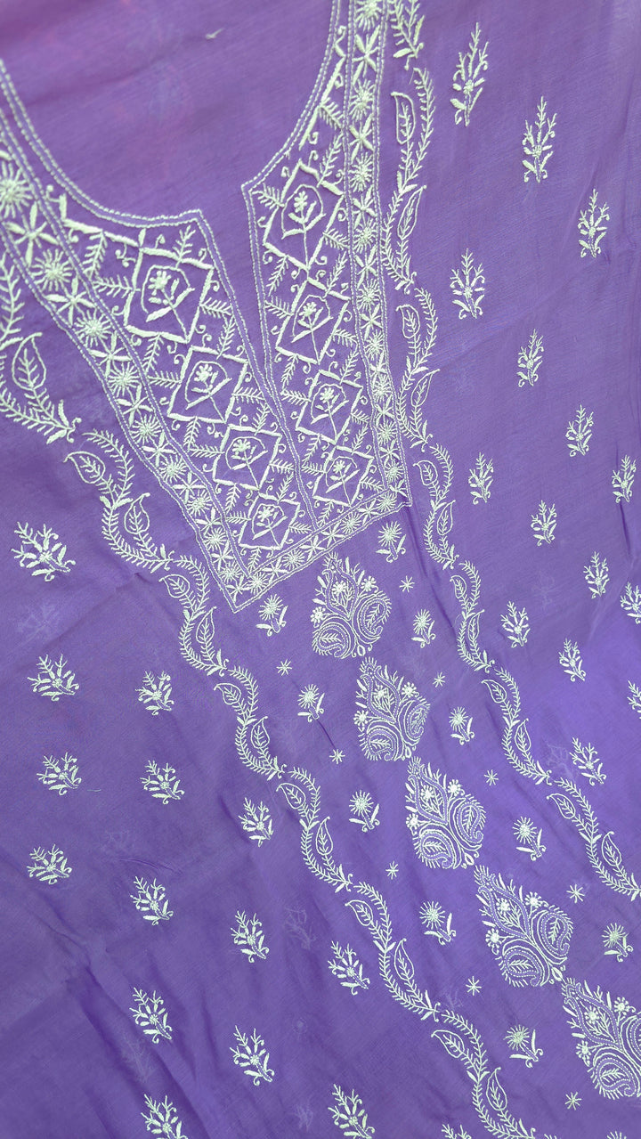 Lucknowi 2 Taar Chikankari Chanderi Kurta Dupatta Set – Handmade Festive Wear