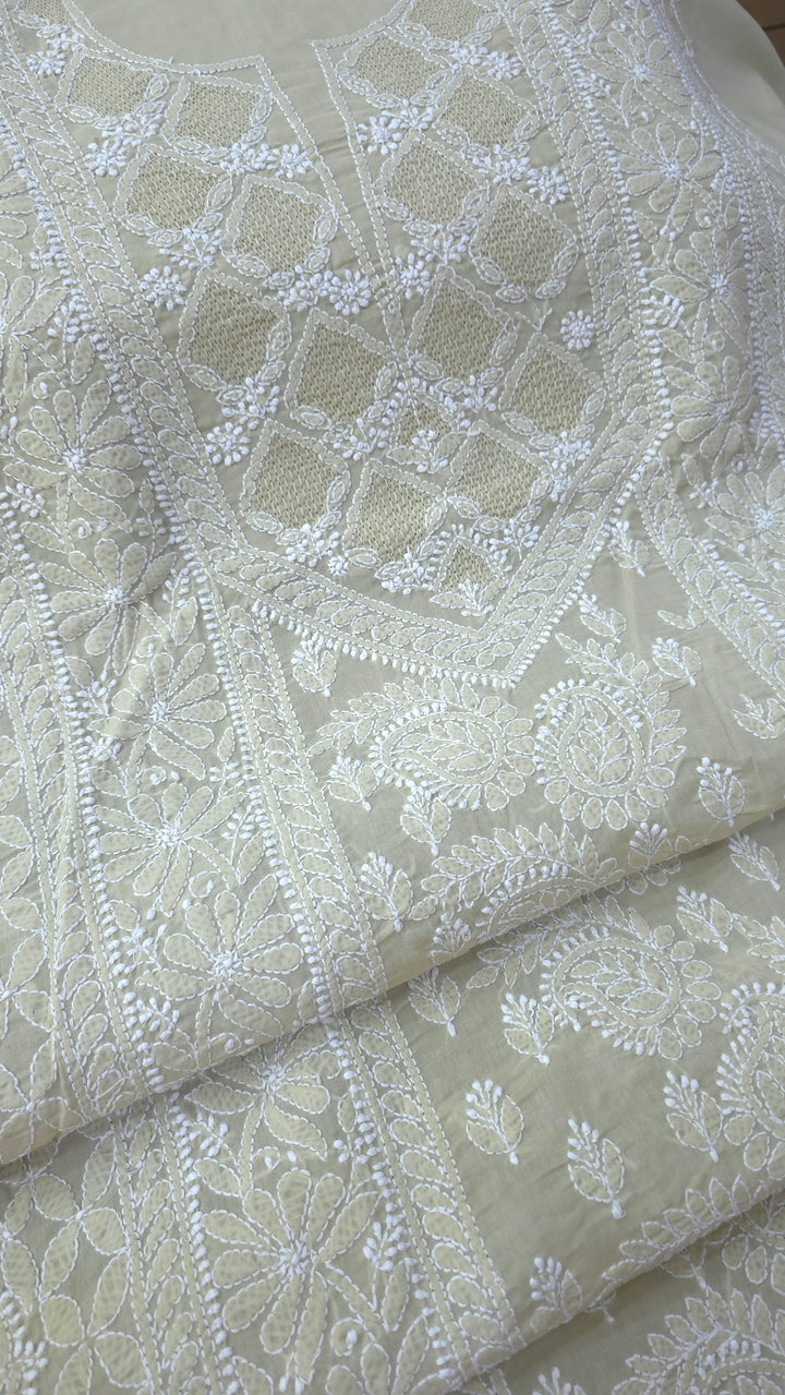 Sarahna Lucknow Hand Jaali Chikankari Cotton Dress Material