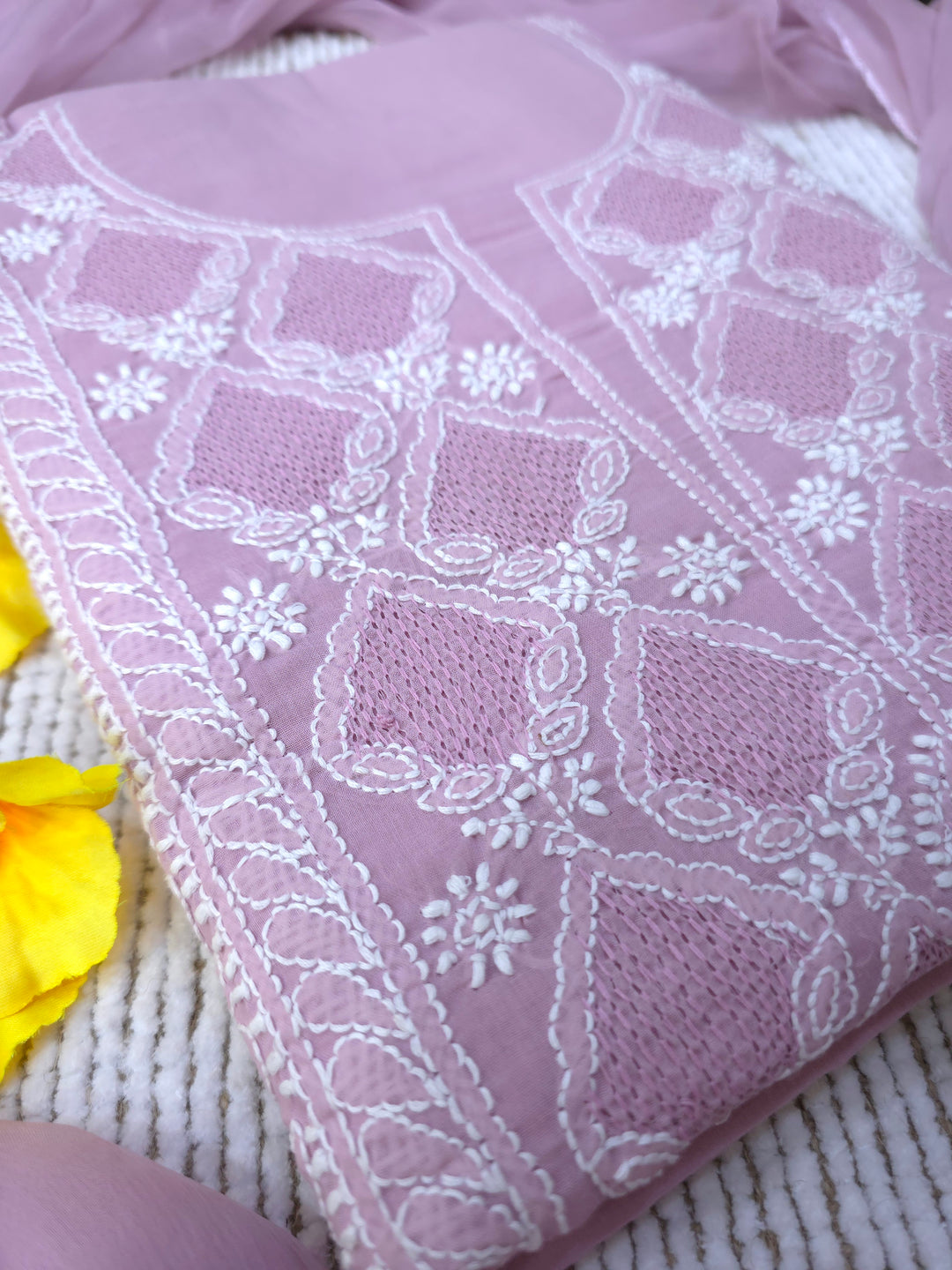 Sarahna Lucknow Hand Jaali Chikankari Cotton Dress Material