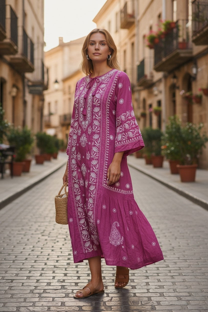 Pure Muslin luxurious long dress with *2 taar chikankari work* Length 50 " approx