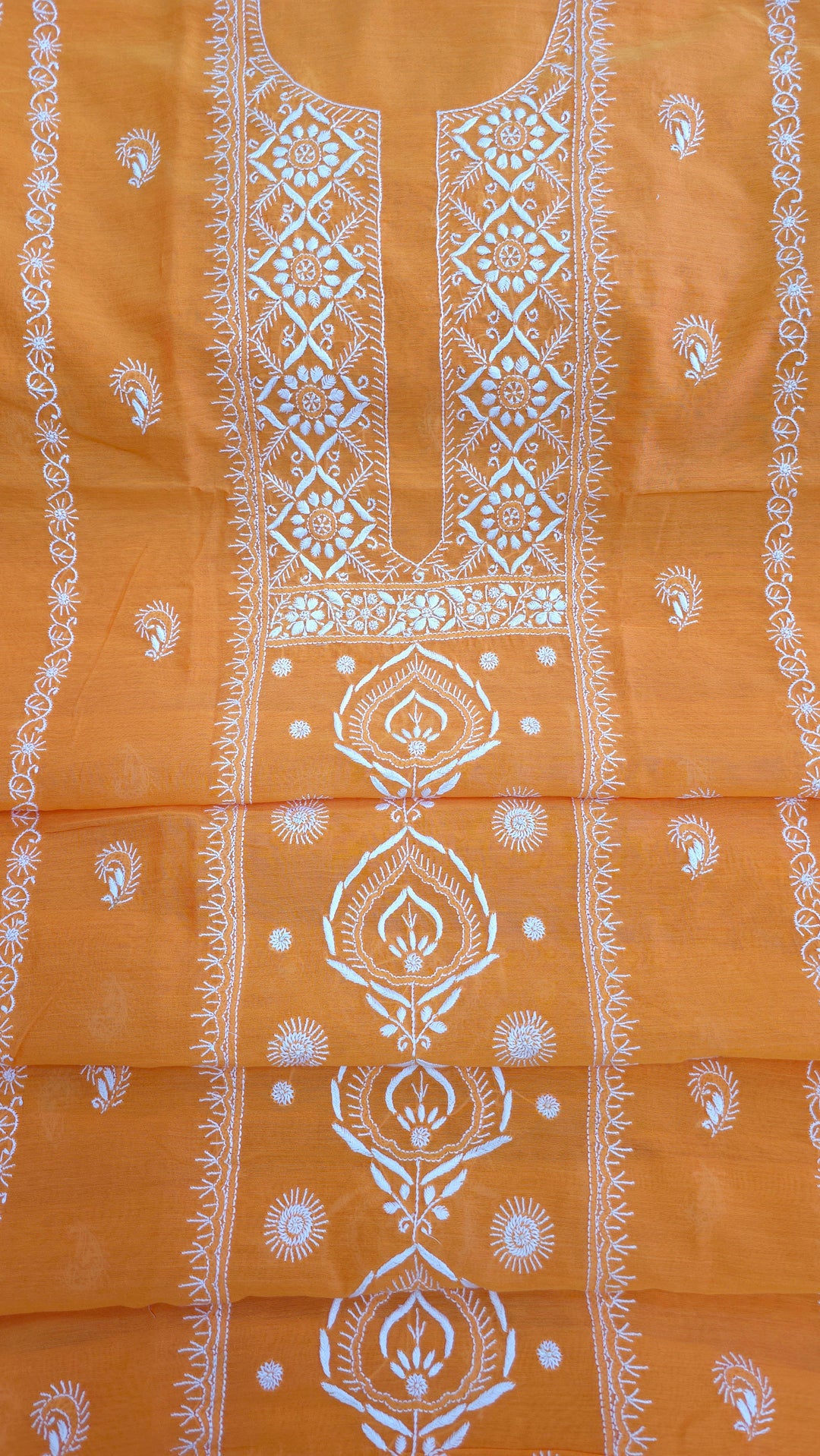 Lucknowi 2 Taar Chikankari Chanderi Kurta Dupatta Set – Handmade Festive Wear
