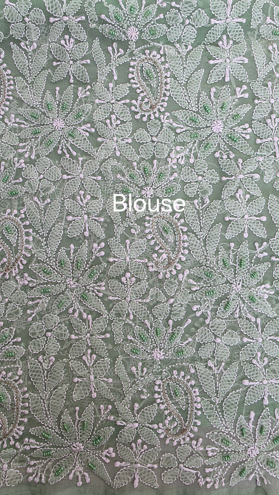 Pearl Chikankari Saree on Faux Georgette with Matching Blouse | Hand Embroidered Lucknowi Saree | Paridhan Chikan Heritage Collection