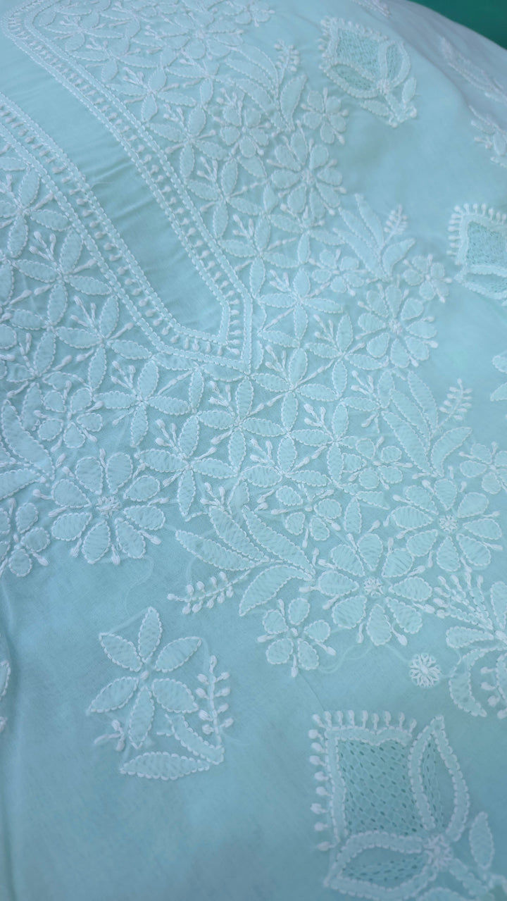 Nawazish Handmade Jaali Chikankari Cotton Dress Material with Chiffon Dupatta | Authentic Lucknow Hand Embroidery | Unstitched Suit Set