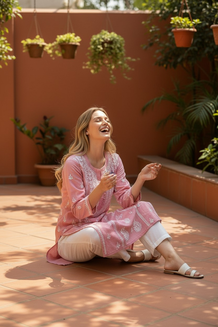Pure Muslin Chikankari Kurti