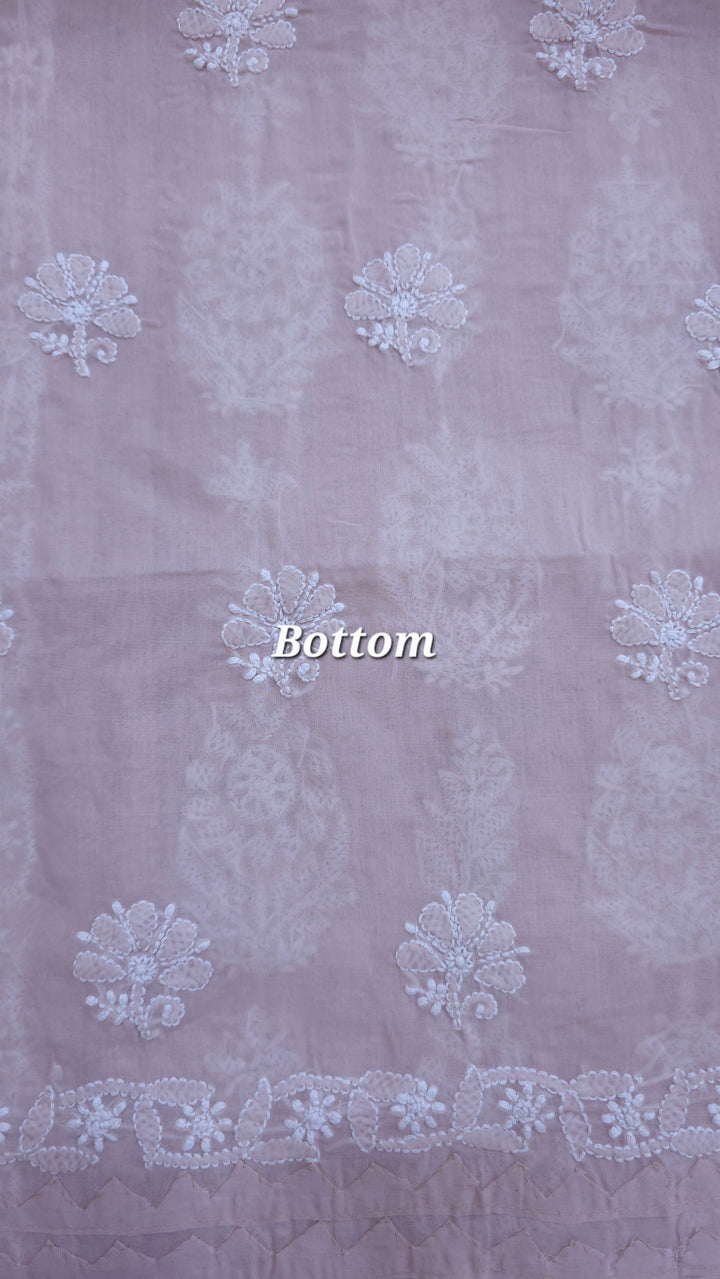 Darz Lucknowi Chikankari  Dress Material – Handmade Cotton Suit with Chiffon Dupatta