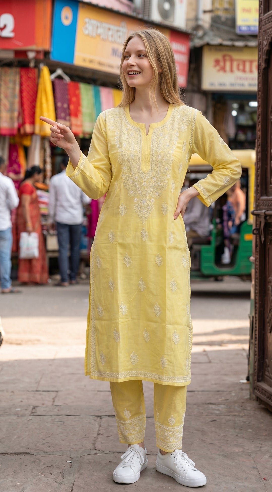 Elegant Cotton Chikankari Kurti for Women | Lightweight Hand Embroidered Office & Daily Wear Kurta
