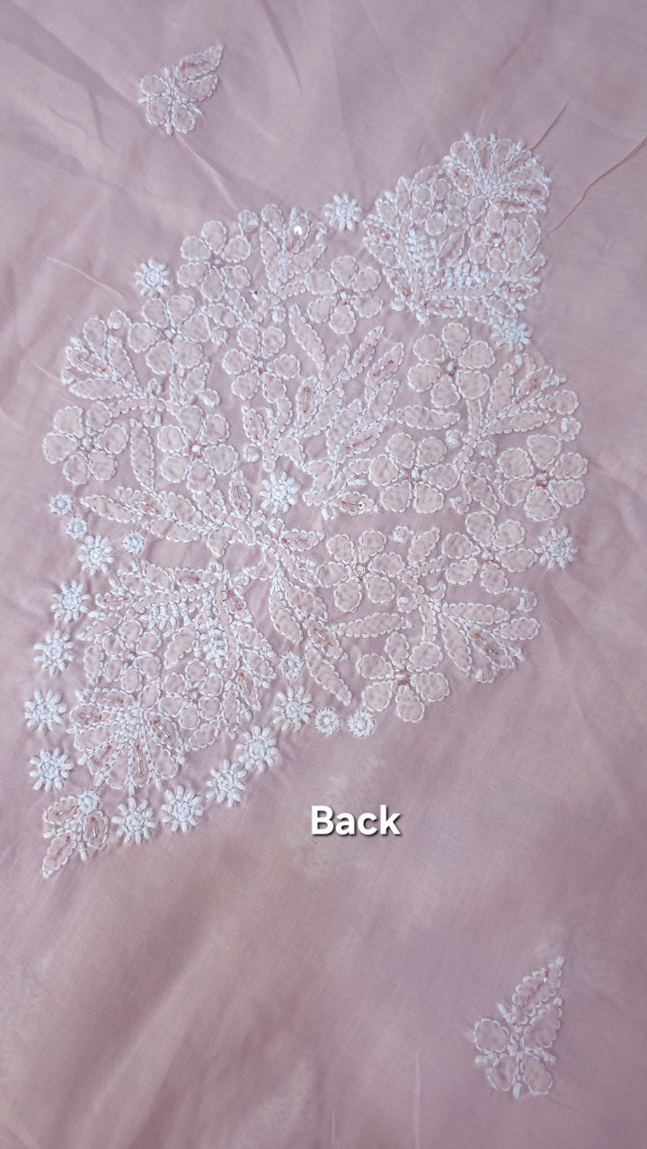 Afreen Premium Hand Embroidered Chikankari Cotton Unstitched Dress Material with Pure Chiffon Dupatta