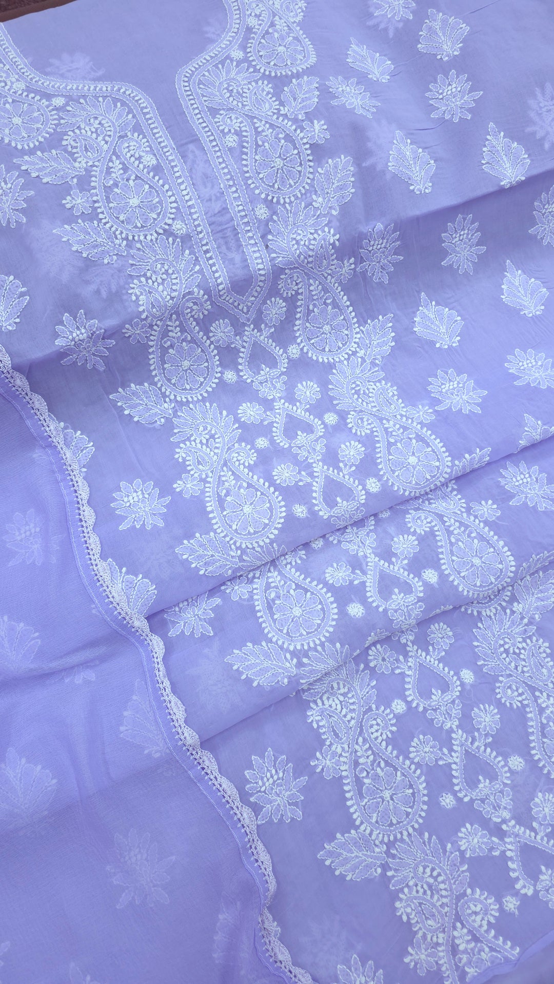 Paridhan Chikan Premium Handcrafted Chikankari Cotton Suit Set | Unstitched Dress Material with Chiffon Dupatta | Made in Lucknow