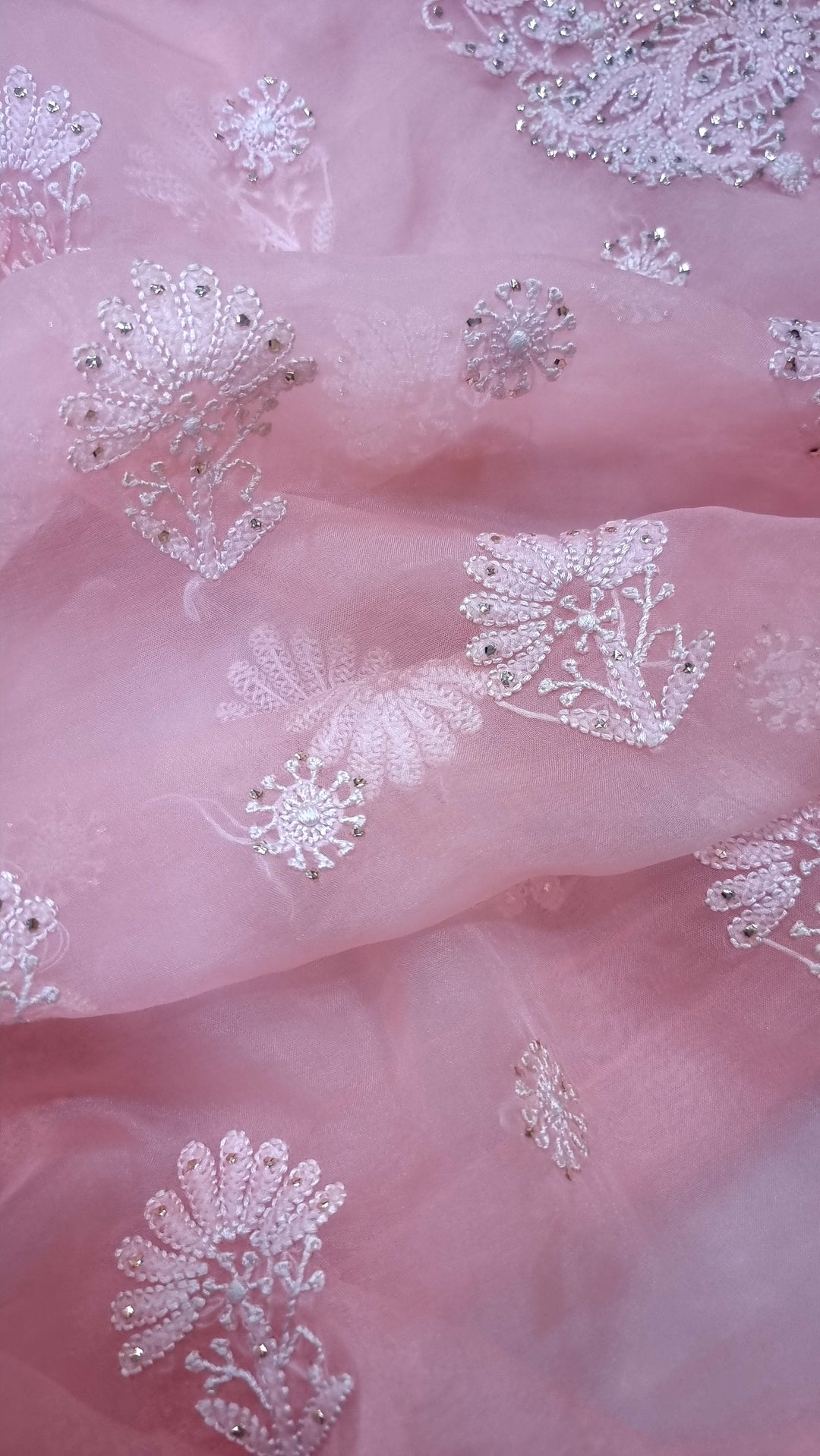 Organza chikankari dress material