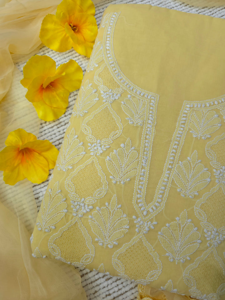 Tareef Lucknow Hand Jaali Chikankari Cotton Dress Material