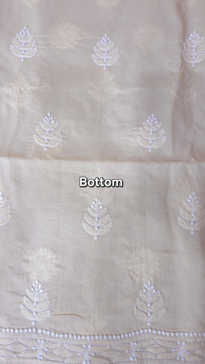 Paridhan Chikan Premium Handcrafted Chikankari Cotton Suit Set | Unstitched Dress Material with Chiffon Dupatta | Made in Lucknow