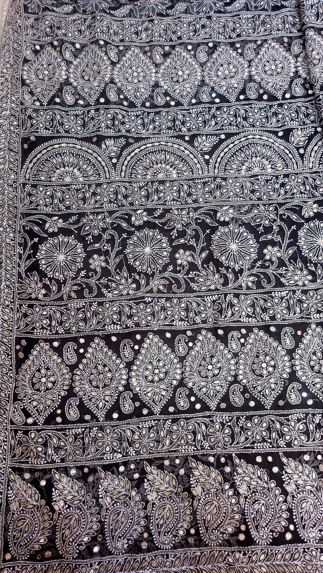 Georgette Chikankari Saree - black