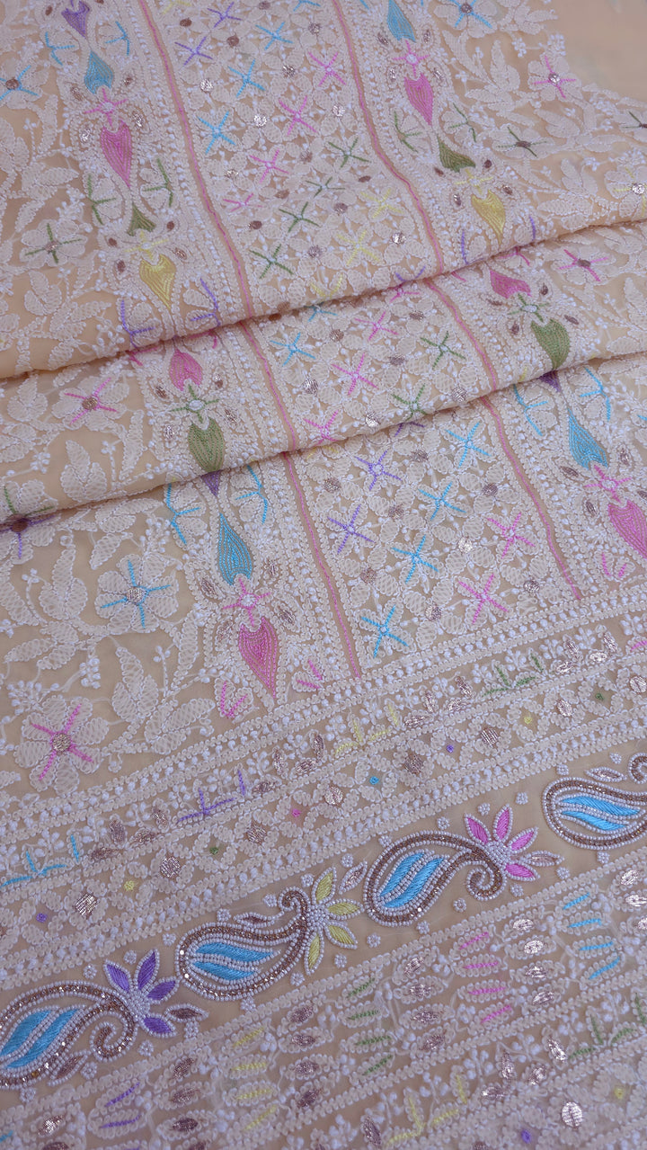 Fida Georgette Chikankari Dress Material Resham Aari pearl Work