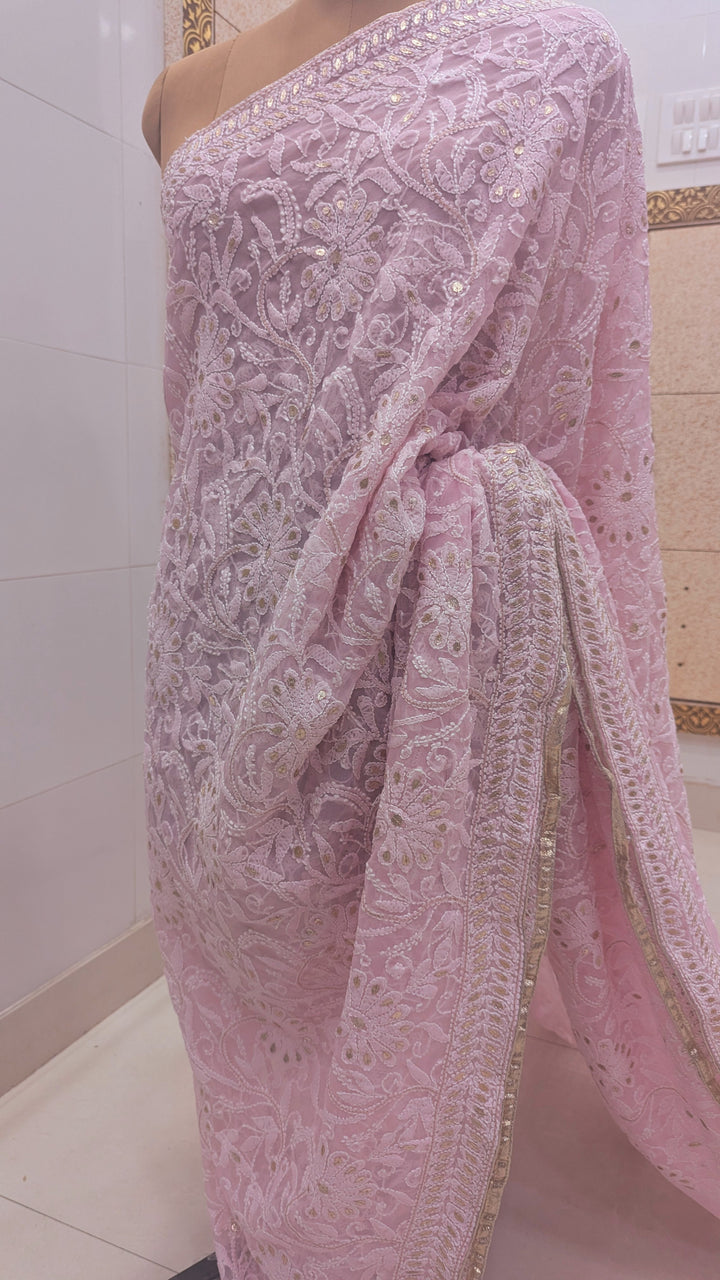 Georgette Chikankari Saree