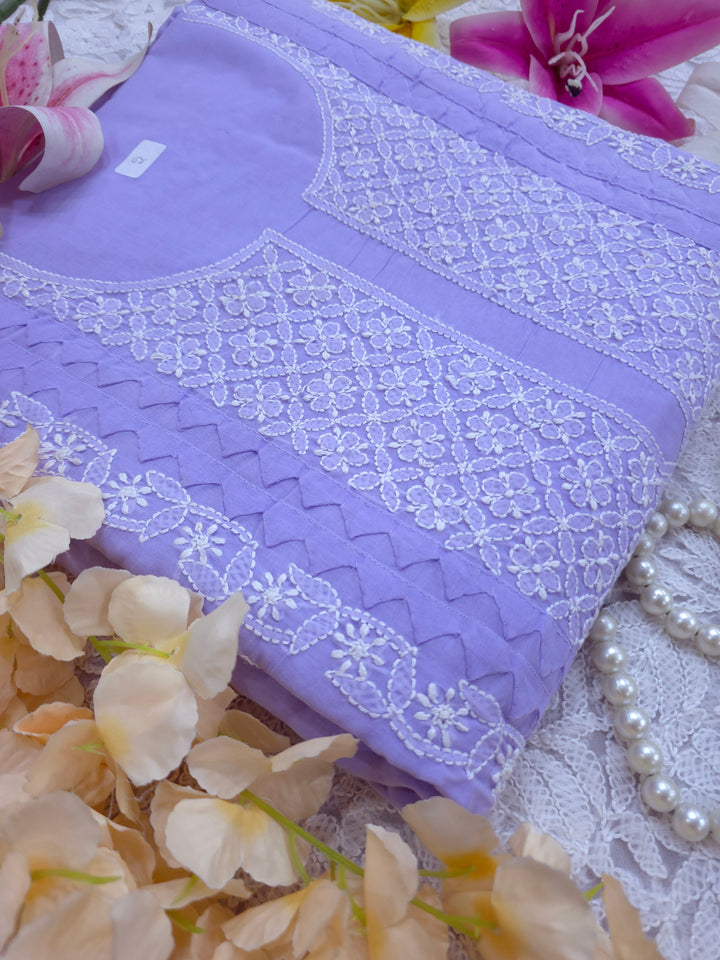 Darz Lucknowi Chikankari  Dress Material – Handmade Cotton Suit with Chiffon Dupatta