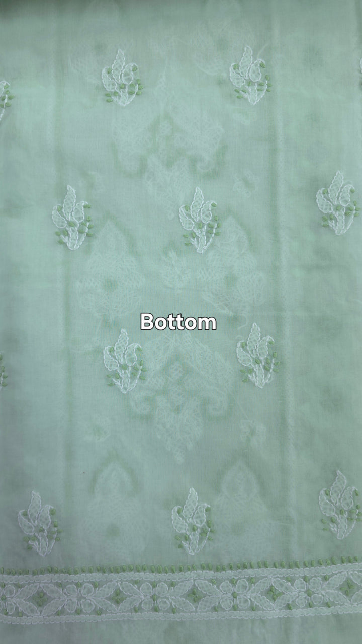 Darz Lucknowi Chikankari  Dress Material – Handmade Cotton Suit with Chiffon Dupatta