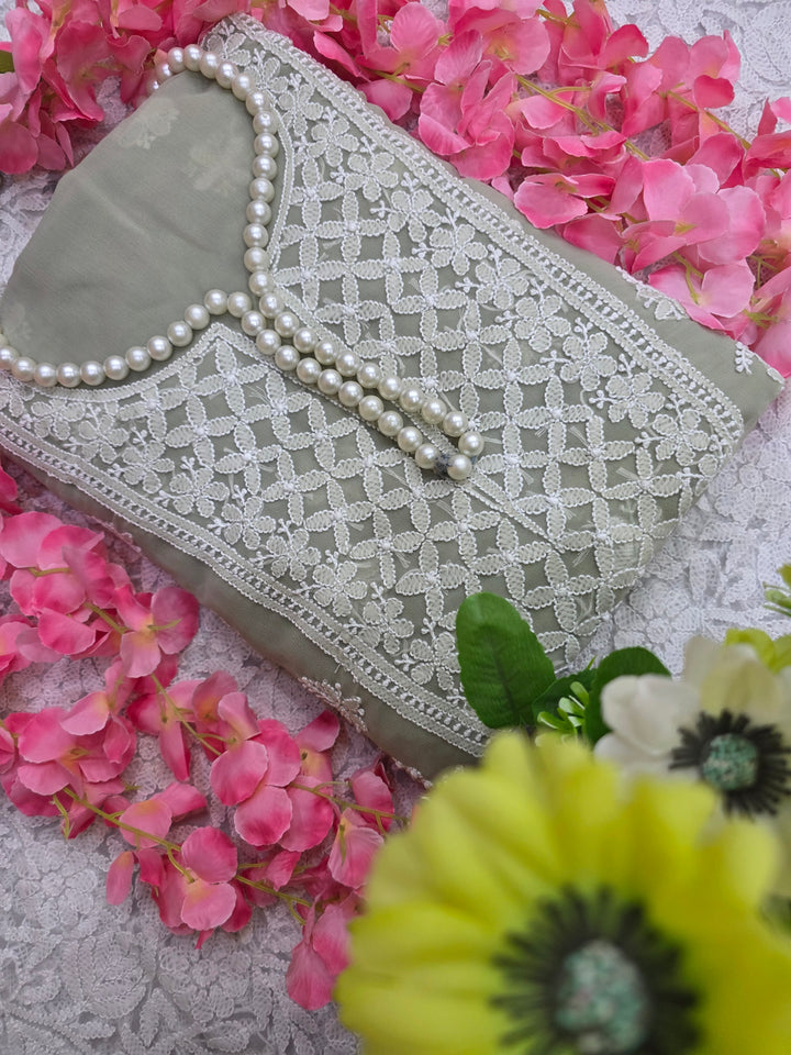 Lucknowi Georgette Chikankari Dress Material – Hand Embroidery Kurta, Bottom & Dupatta | Festive Queen Shades