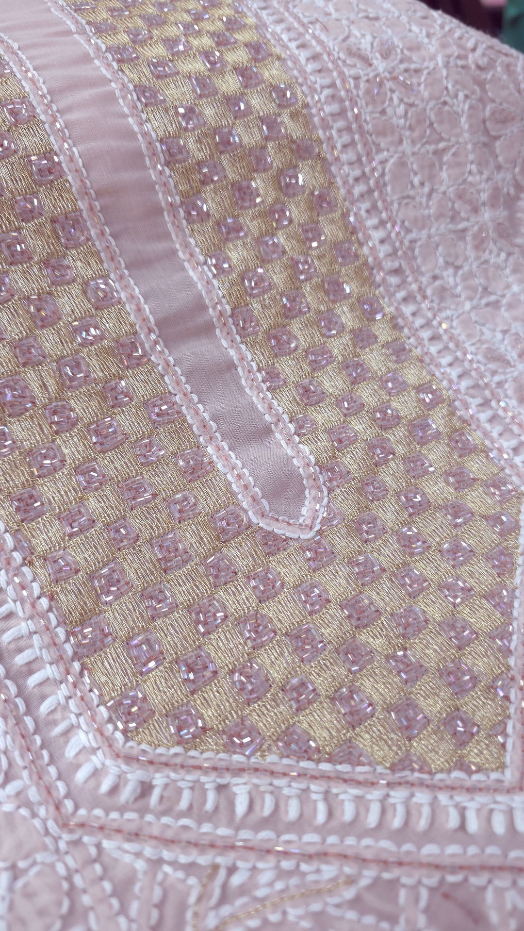 Afreen Premium Hand Embroidered Chikankari Cotton Unstitched Dress Material with Pure Chiffon Dupatta