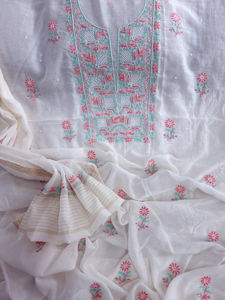 Embellished  Mulmul dress material