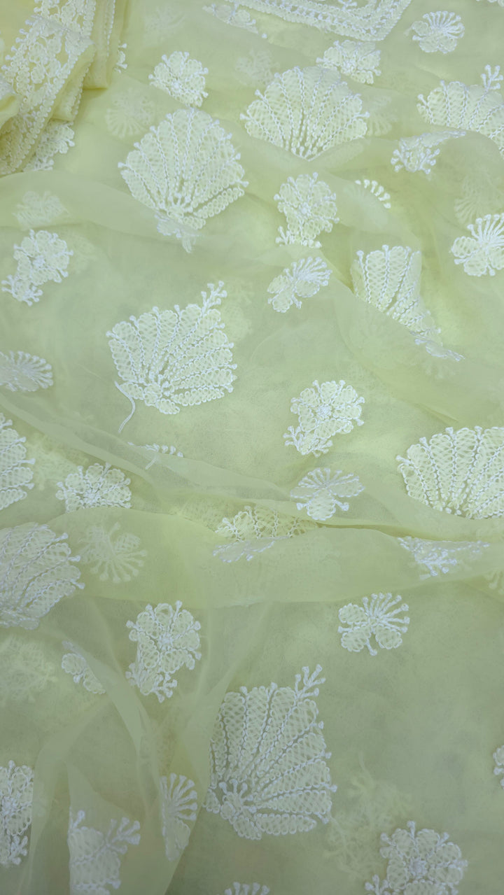 Lucknowi Georgette Chikankari Dress Material – Hand Embroidery Kurta, Bottom & Dupatta | Festive Queen Shades