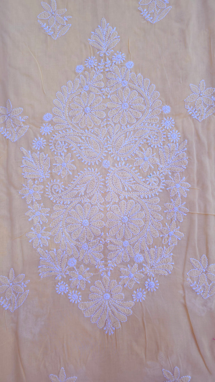 Handmade Jaali Chikankari Cotton Dress Material with Chiffon Dupatta | Authentic Lucknow Hand Embroidery | Unstitched Suit Set