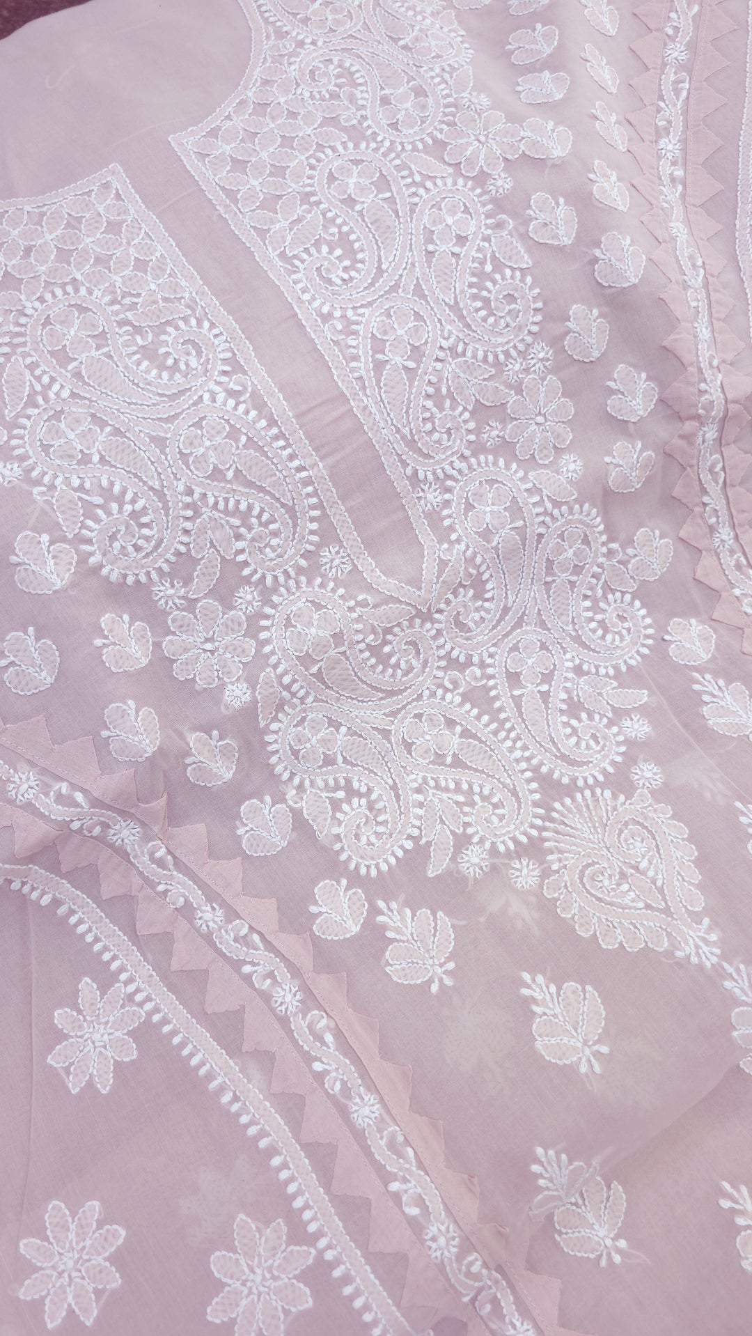 Darz Lucknowi Chikankari  Dress Material – Handmade Cotton Suit with Chiffon Dupatta