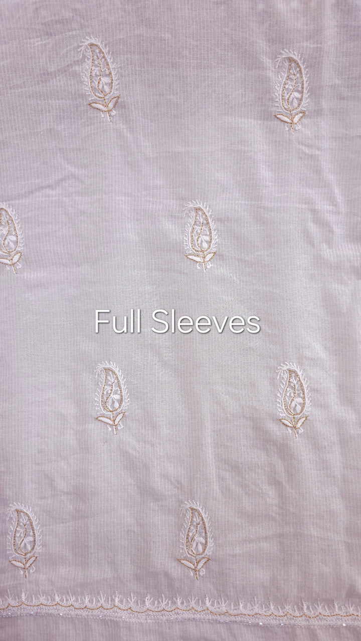 Pure Maheshwari Dyeable Chikankari Kurta Dupatta Set | Hand Embroidered 2 Taar Kurta with Kasab, Pearl & Cutdaana Work