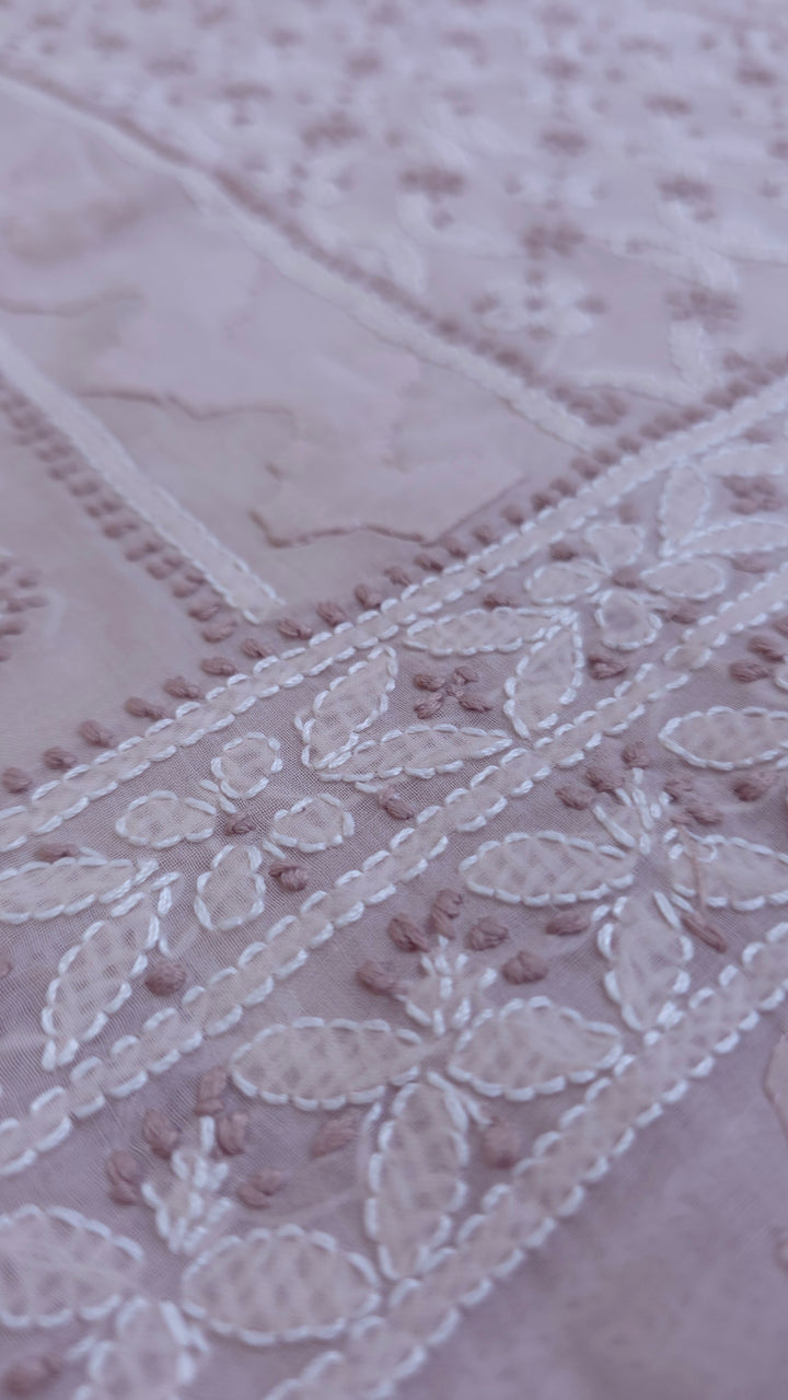 Darz Lucknowi Chikankari  Dress Material – Handmade Cotton Suit with Chiffon Dupatta