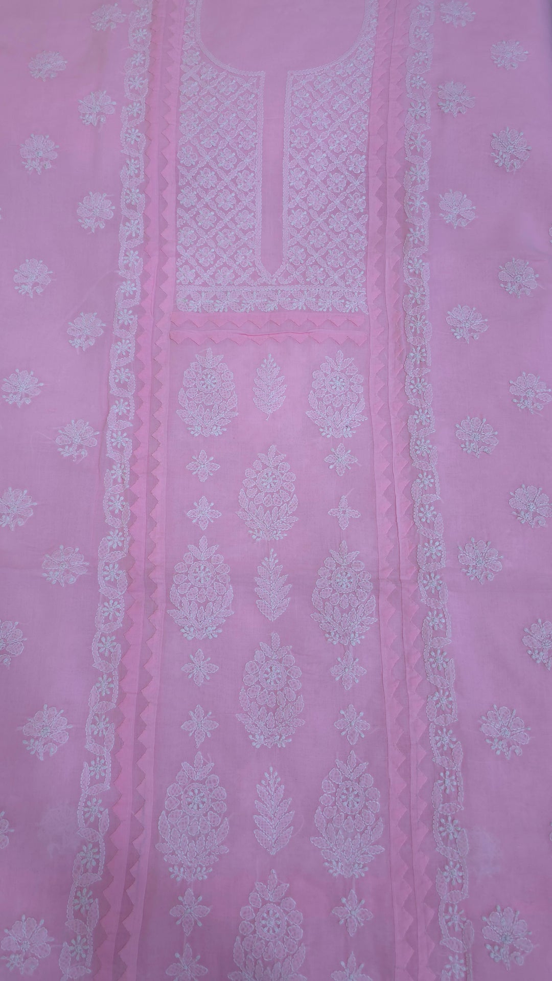 Darz Lucknowi Chikankari  Dress Material – Handmade Cotton Suit with Chiffon Dupatta