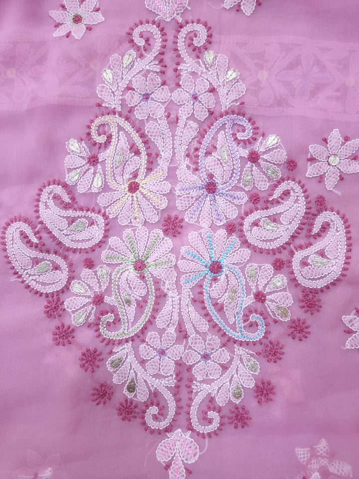 Georgette Chikankari Dress Material Resham Aari Work
