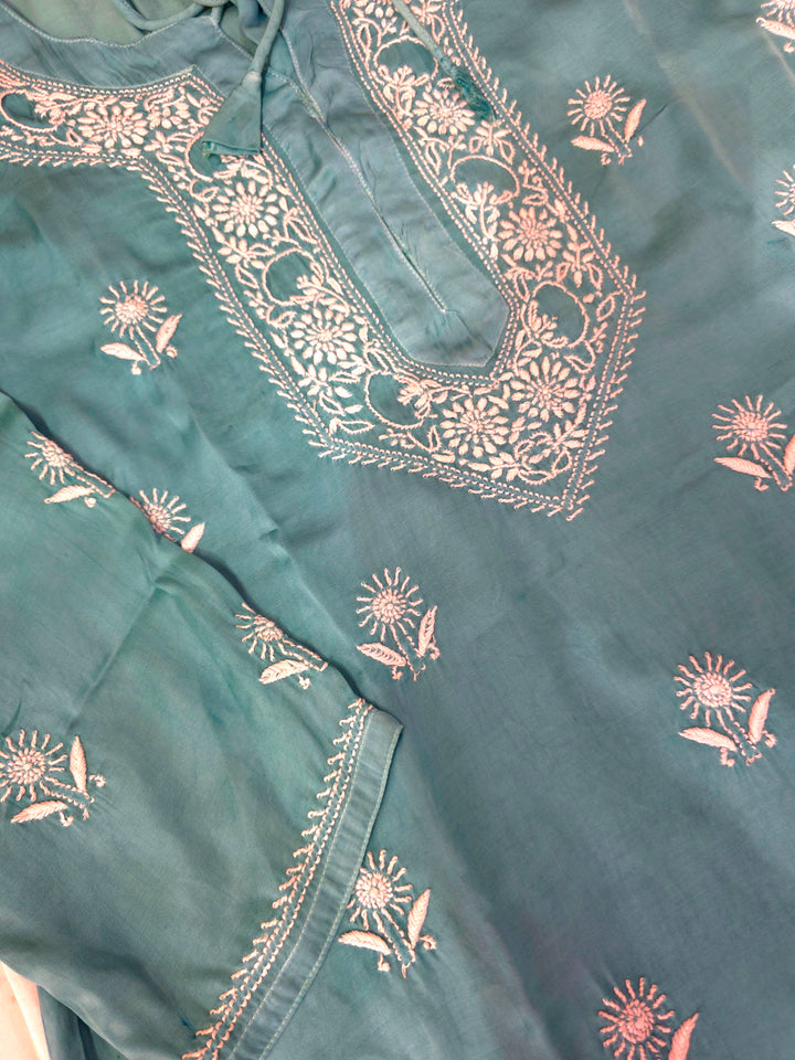 Women's Modal Satin Chikankari Top – Authentic 2 Taar Hand Embroidery