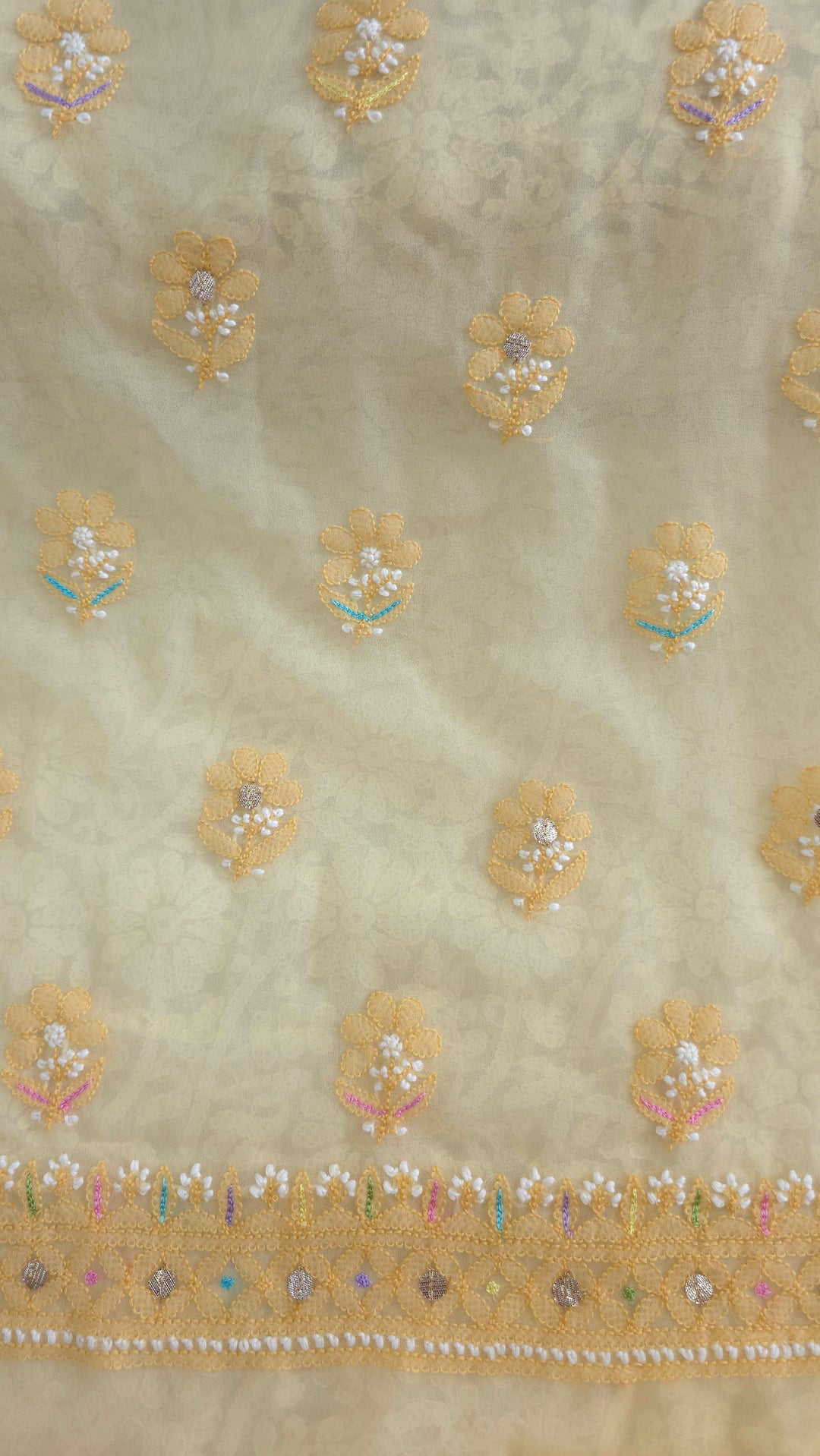 Fida Georgette Chikankari Dress Material Resham Aari pearl Work