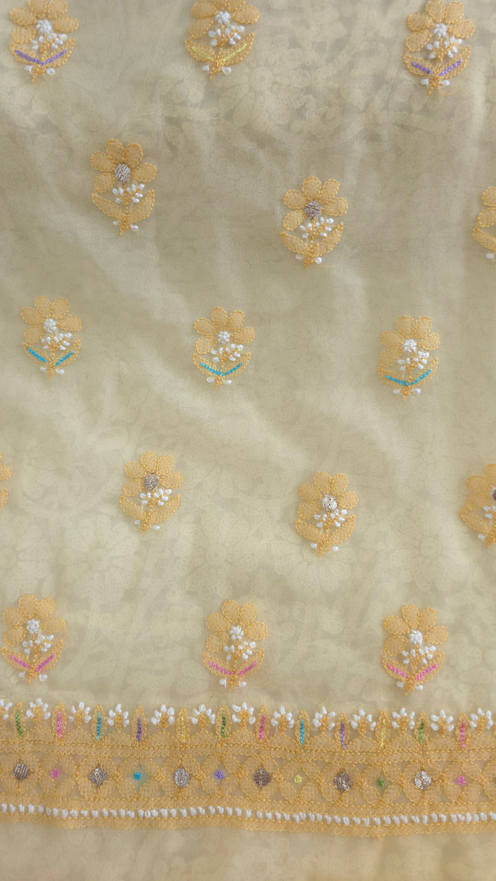 Fida Georgette Chikankari Dress Material Resham Aari pearl Work