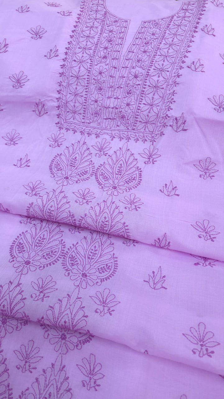 Paridhan Chikan Premium Handcrafted Chikankari Cotton Suit Set | Unstitched Dress Material with Chiffon Dupatta | Made in Lucknow